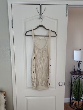 Ana  Couture Cream Crochet Tank with Side Lace Detailing